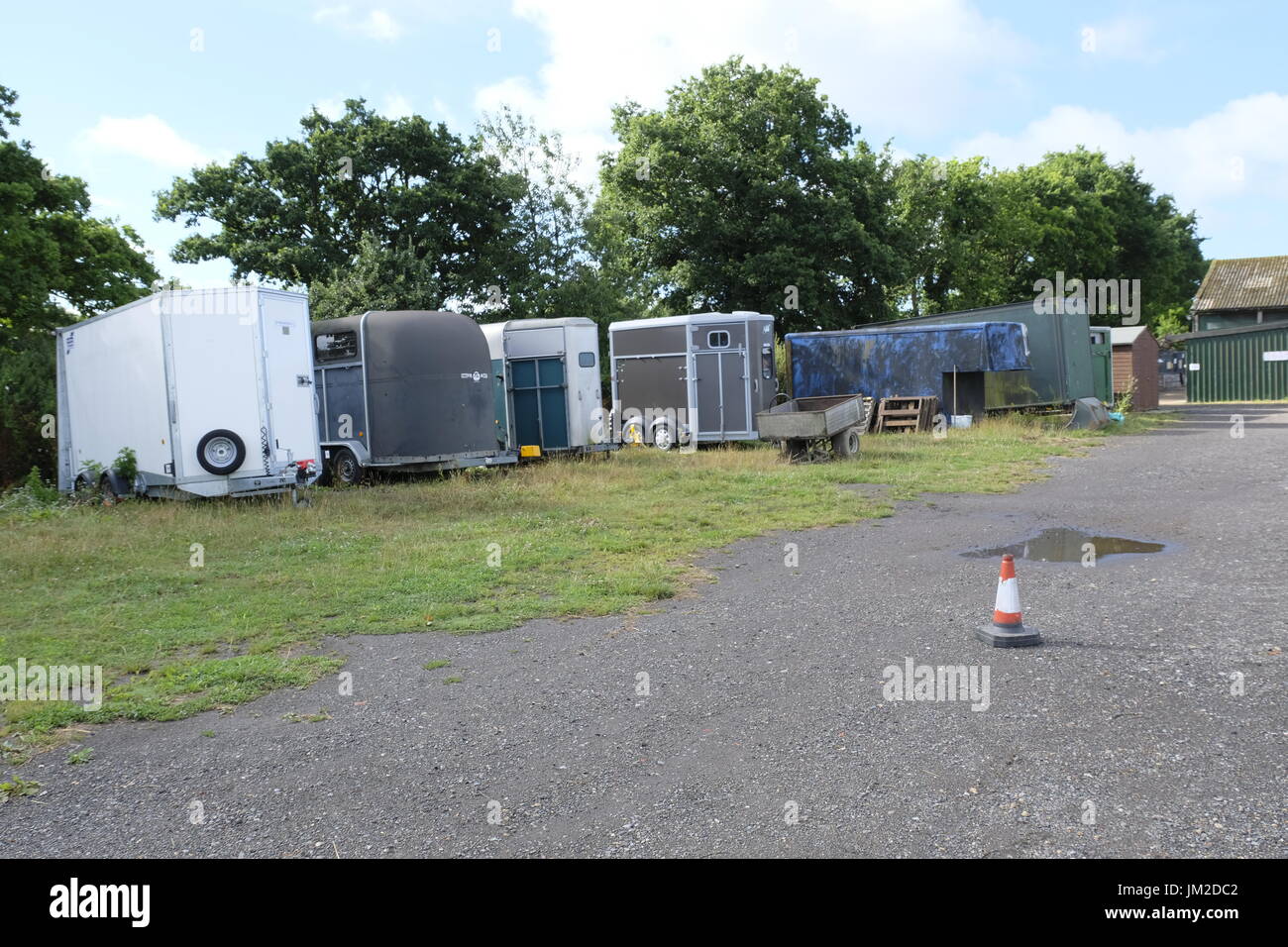 Collection of old Horse Boxes and trailers in storage at an equestrian