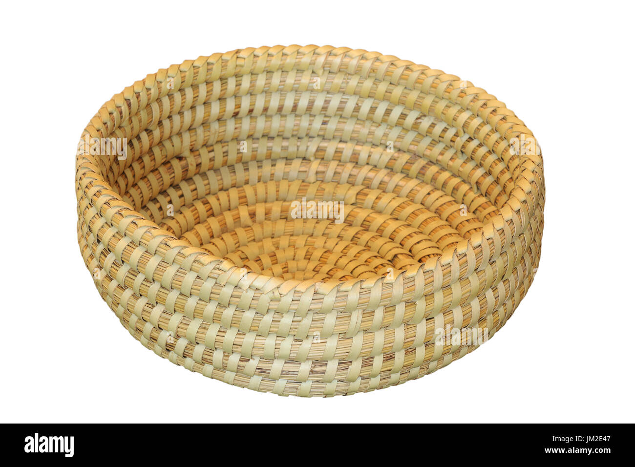 trellis round basket isolated on white background, handmade object for your design Stock Photo