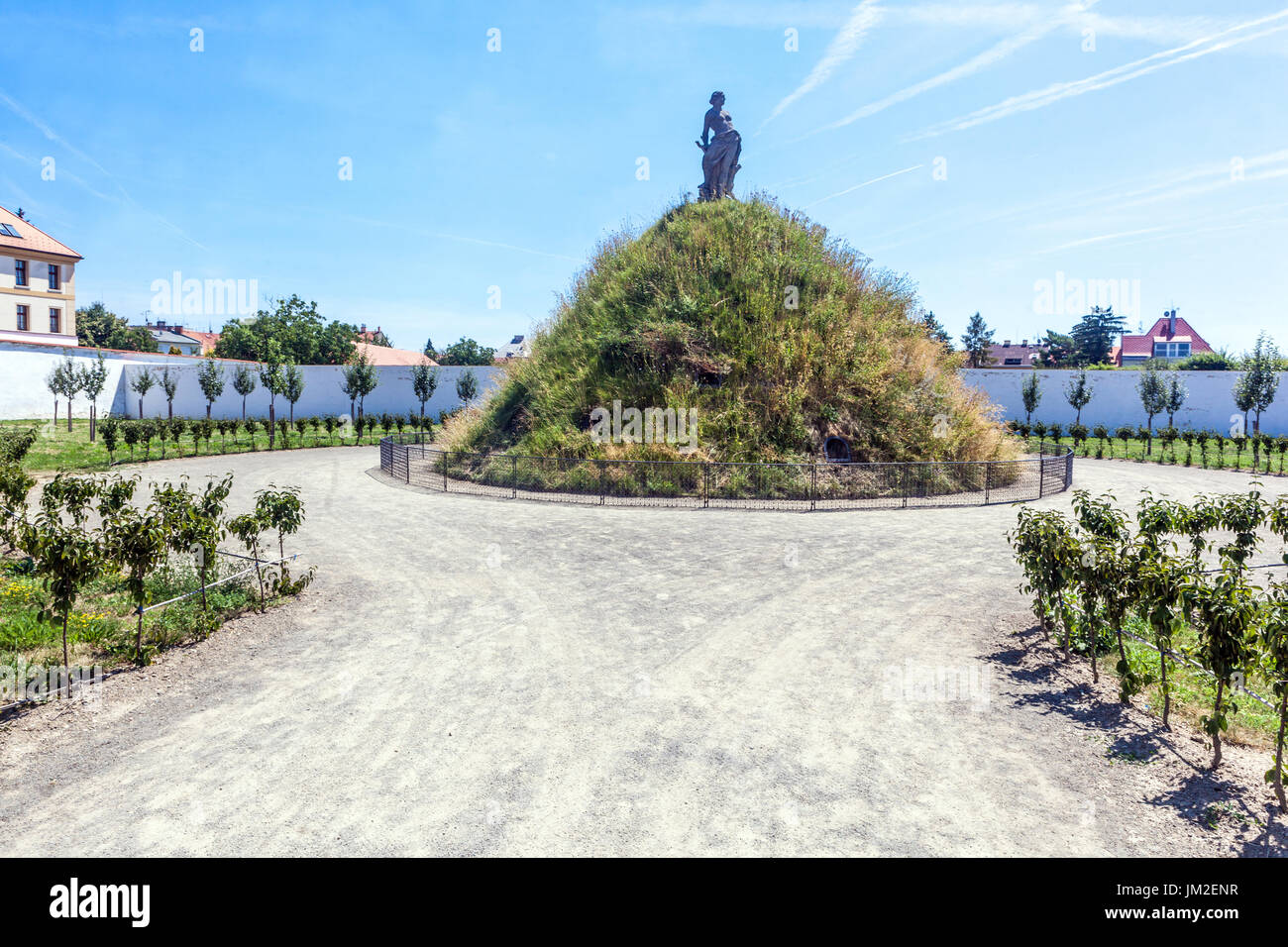 Curiosity in Pleasure Garden is a rabbit hill, Kromeriz, UNESCO City, Moravia, Czech Republic Stock Photo