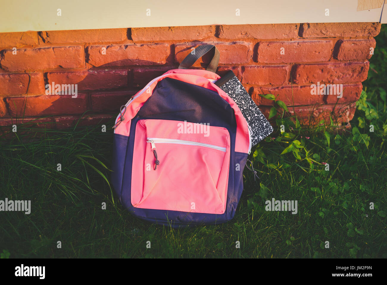 A book bag, backpack with school supplies for back to school Stock