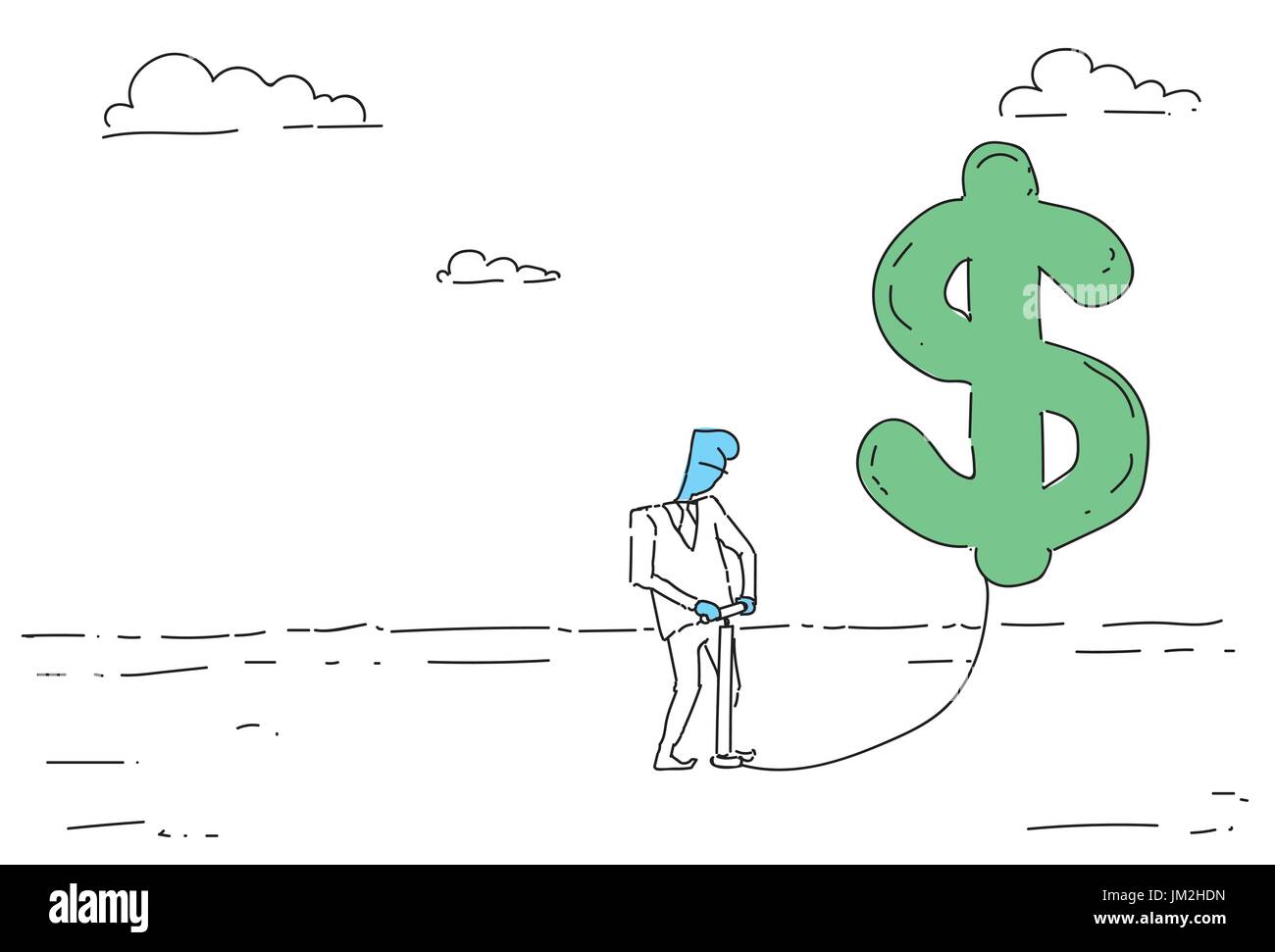 Rich Business Man Hold Dollar Sign Money Growth Concept Finance Success ...
