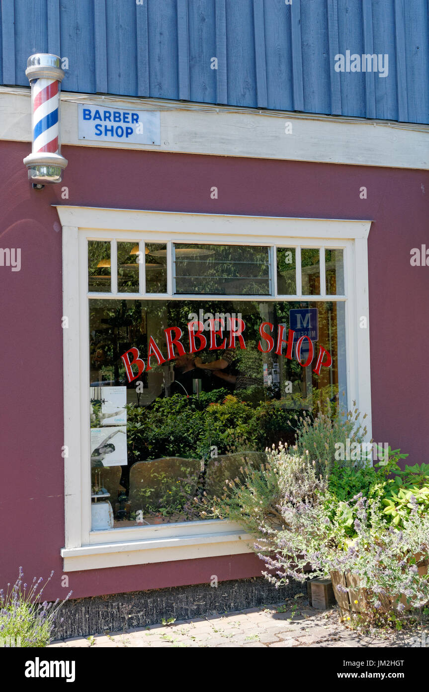 Oldfashioned barber shop in Snug Cove on Bowen Island near Vancouver, British Columbia, Canada