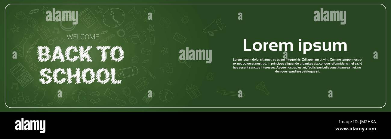 Back To School Chalked Doodle Background On Green Board With Copy Space ...