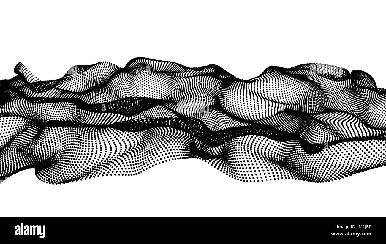 black abstract waves on white background - shape made of dots ...