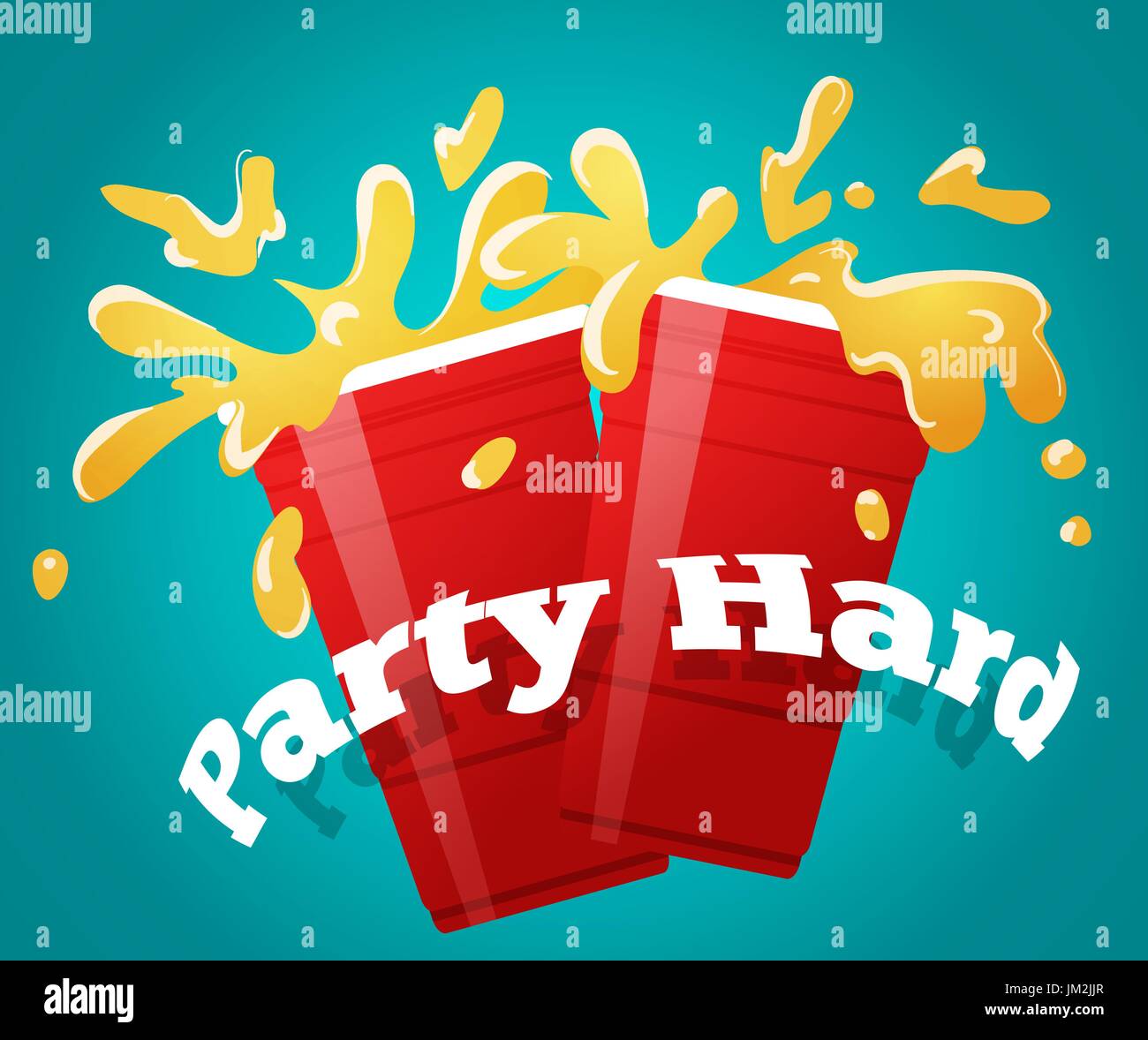 Two red party cups with a splashing beer, cheers vector illustration Stock Vector Image & Art