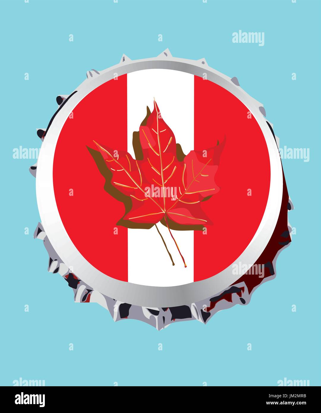 Red maple leave on bottle cup in Canada style. Stock Vector