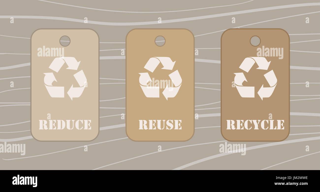 Reduce reuse recycle tags over a wood table Stock Vector Image & Art ...
