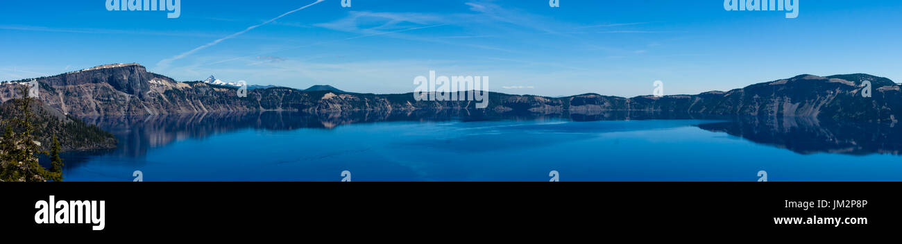 Panaroma of Crater Lake National Park in Oregon Stock Photo