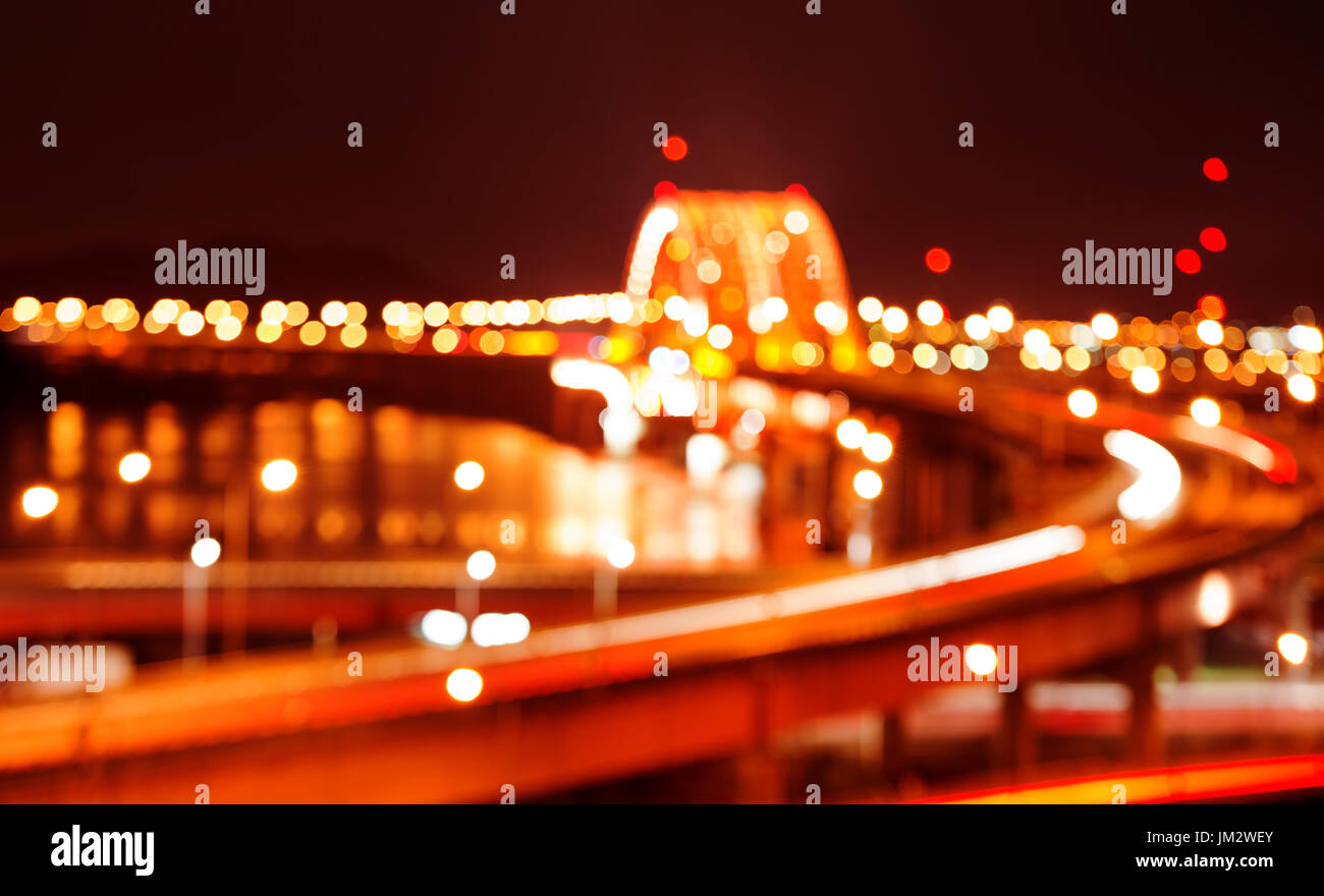 Soft blurred bokeh of banghwa bridge background. Stock Photo