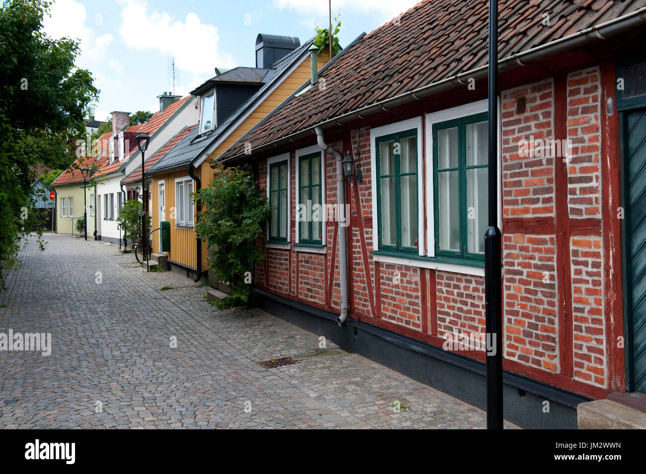 Quaint row of colourful houses, Vallgatan, Halmstad, Halland, Sweden Stock Photo Alamy