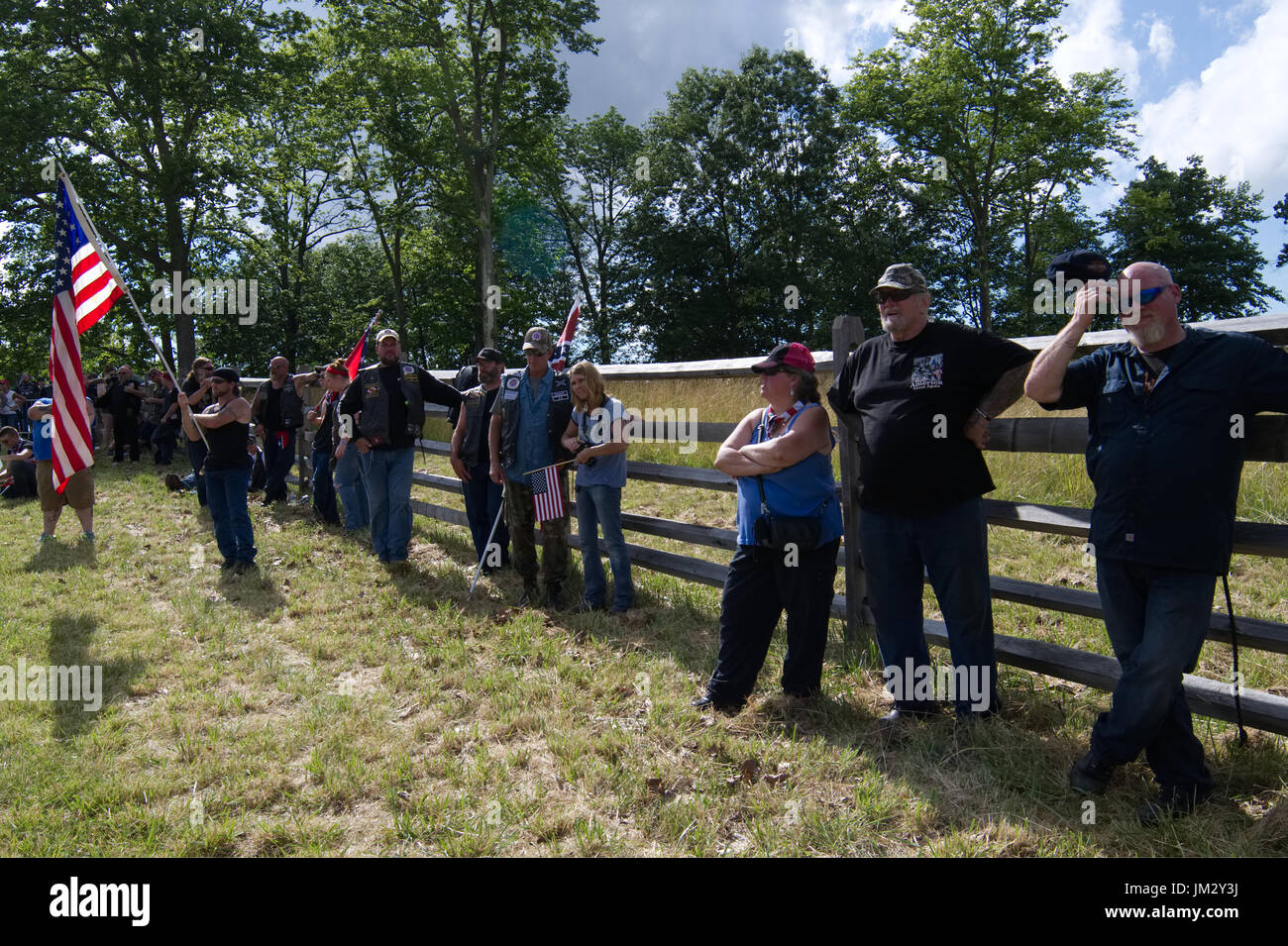 Participants at a patriotic free speech rally at Gettysburg National Military Park in Gettysburg, Pennsylvania. Stock Photo