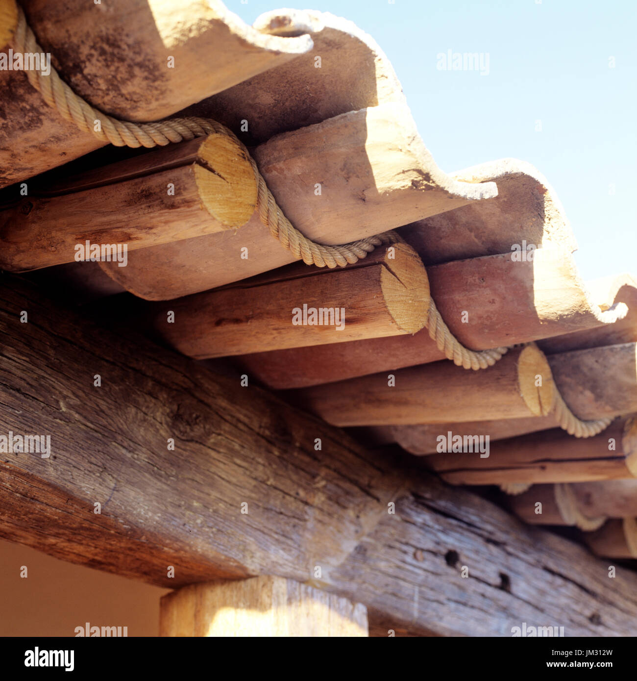 Wooden roof shingles Stock Photo