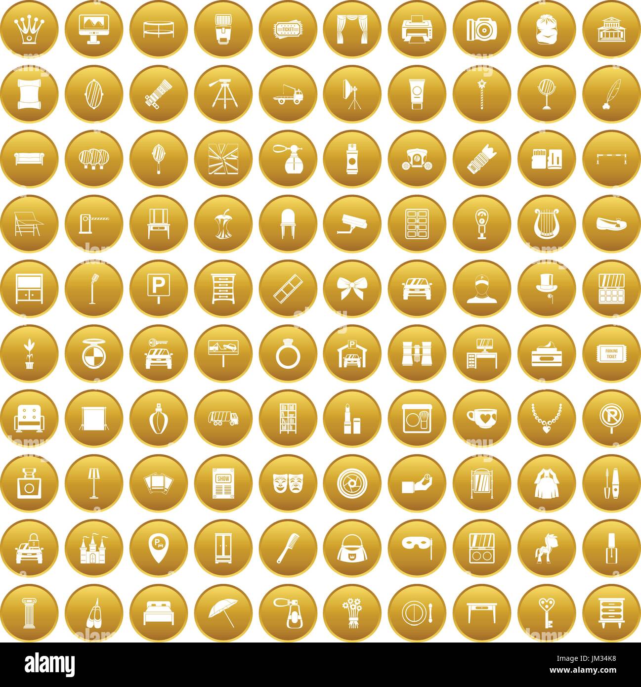 100 mirror icons set gold Stock Vector