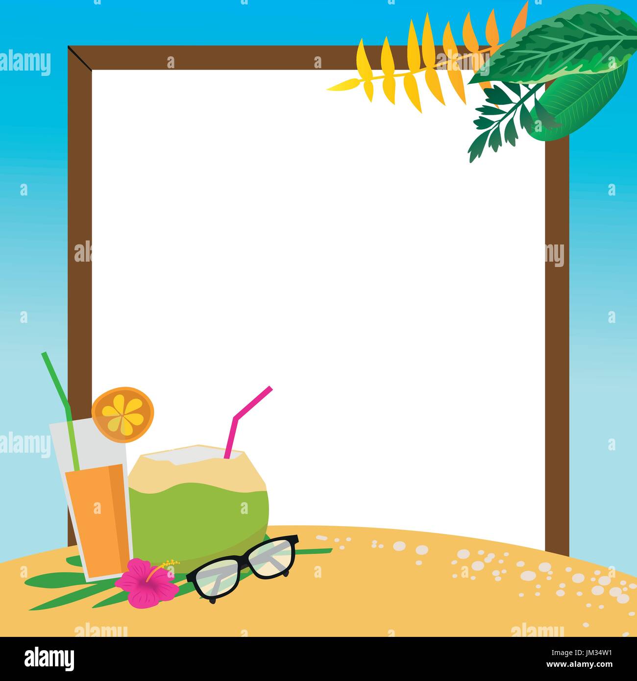 summer holidays on the beach with copy space background, vector ...