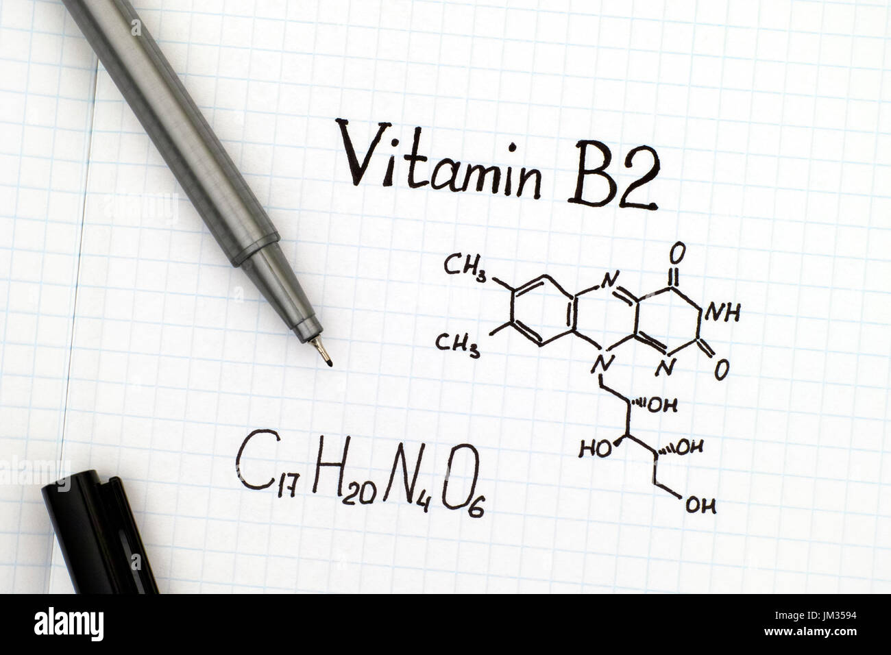 Chemical formula of Vitamin B2 with black pen Stock Photo Alamy
