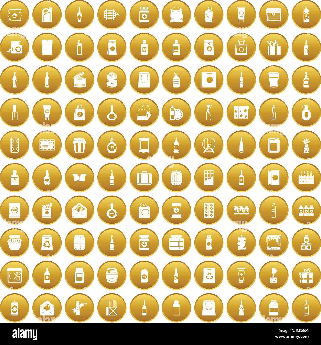 100 packaging icons set gold Stock Vector Image & Art - Alamy