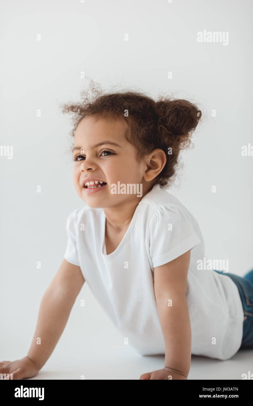 adorable little kid girl smiling isolated on white Stock Photo Alamy