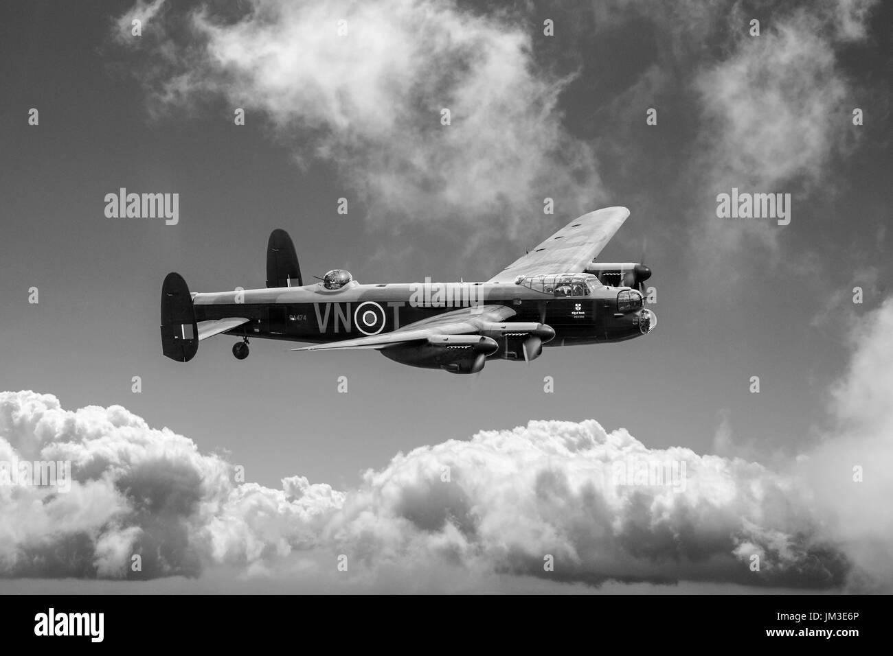 My depiction of the Battle of Britain Memorial Flight’s Lancaster PA474 as VN-T of 50 Squadron. This is the scheme the aircraft will have on its starb Stock Photo