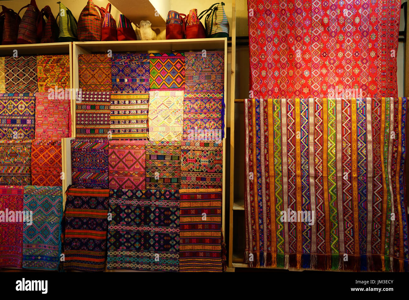 Hand woven fabric at the Textile factory in Thimphu, Bhutan Stock Photo
