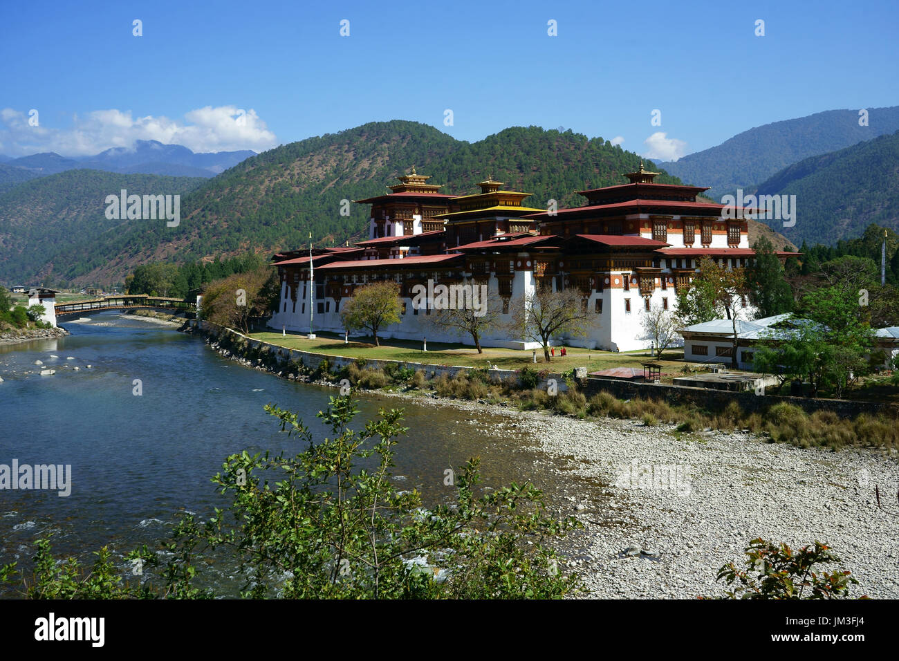 Punakha Dzong, Punakha valley, Bhutan Stock Photo