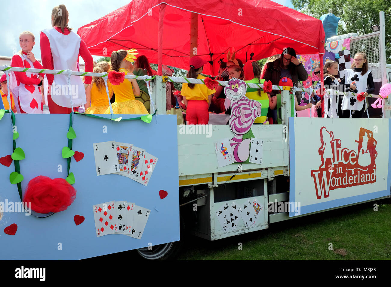 Tibshelf, Derbyshire, UK. July 22, 2017. A carnival float with the