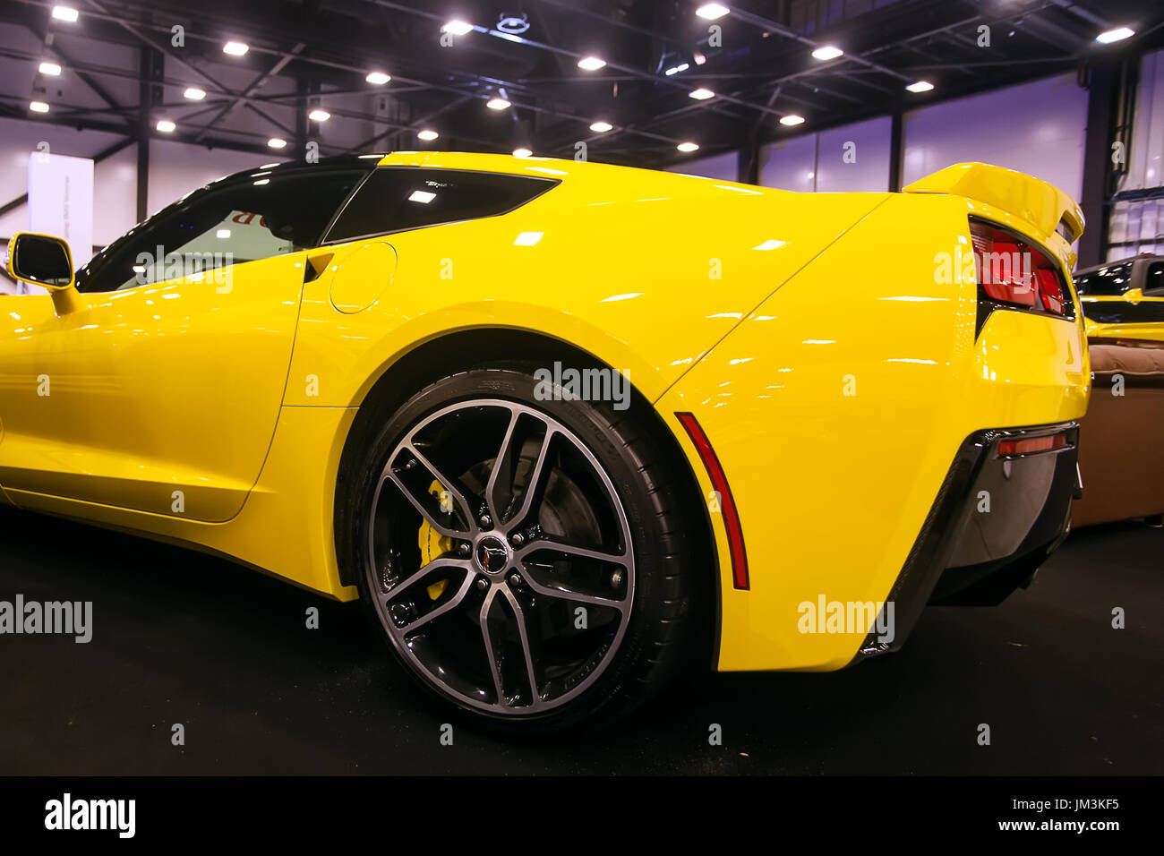 Download Back View Of Yellow Corvette Stingray C7 Stock Photo Alamy PSD Mockup Templates