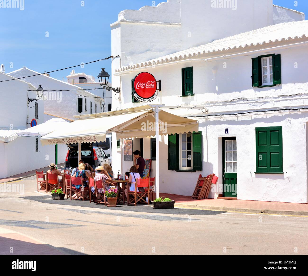 Outdoor cafe restaurant Fornells menorca minorca Stock Photo - Alamy