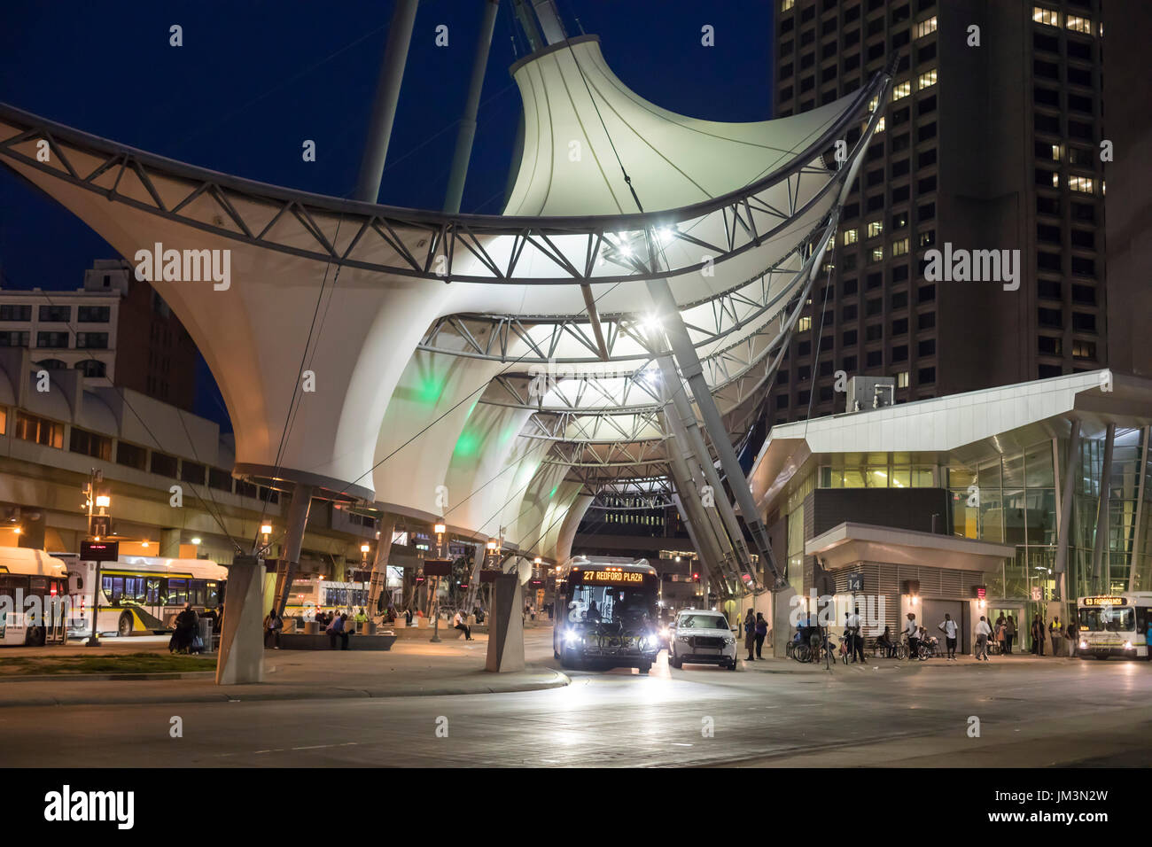 Detroit, Michigan - The Rosa Parks Transit Center, Detroit's downtown station for local bus service. Stock Photo