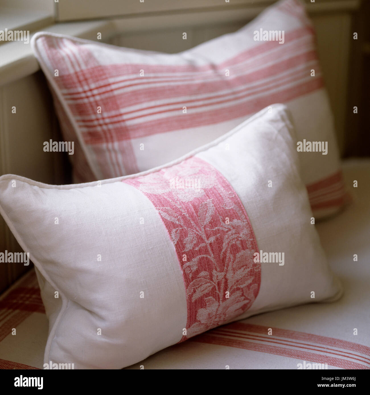 Red and white cushions Stock Photo