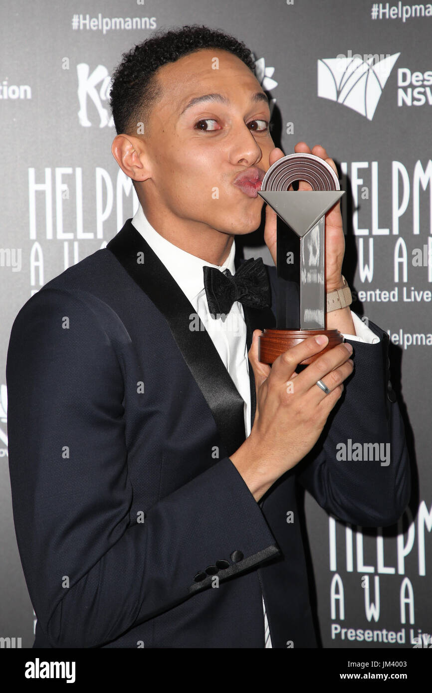 17th Annual Helpmann Awards - 2017. Pictured: Callum Francis poses with his  award for Best Male Actor In A Musical, Kinky Boots Stock Photo - Alamy