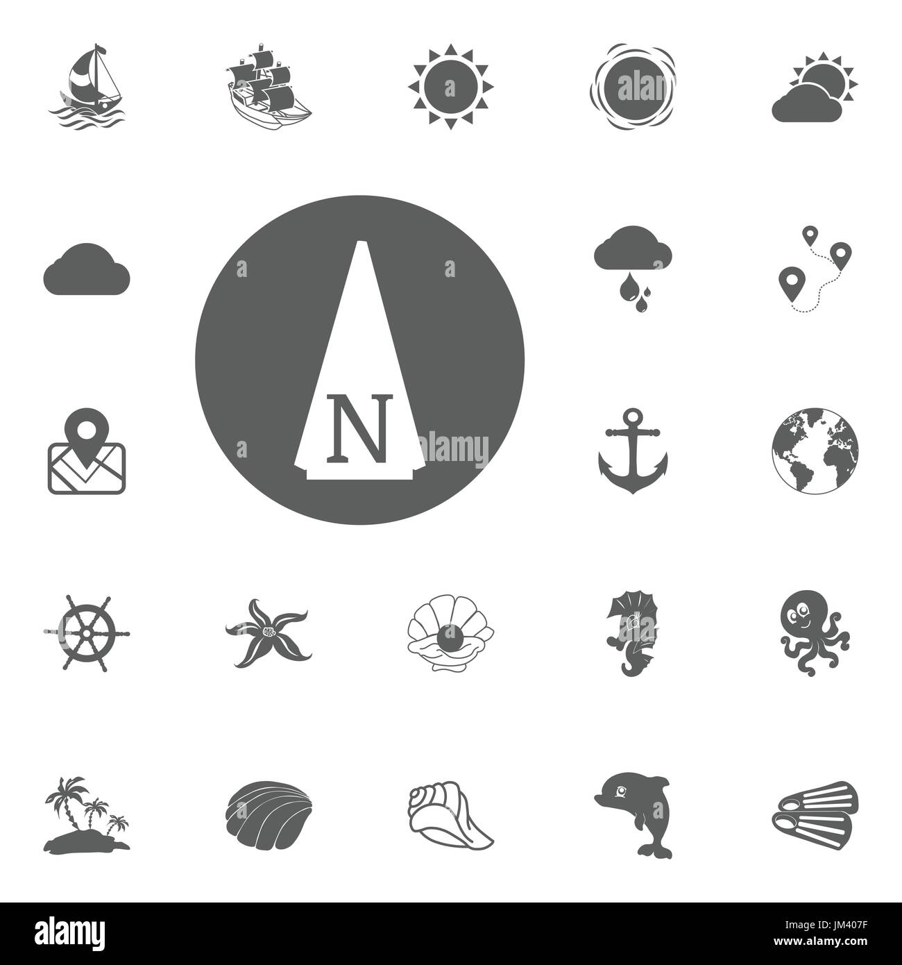 North Direction Compass Icon On White Background Vector Stock