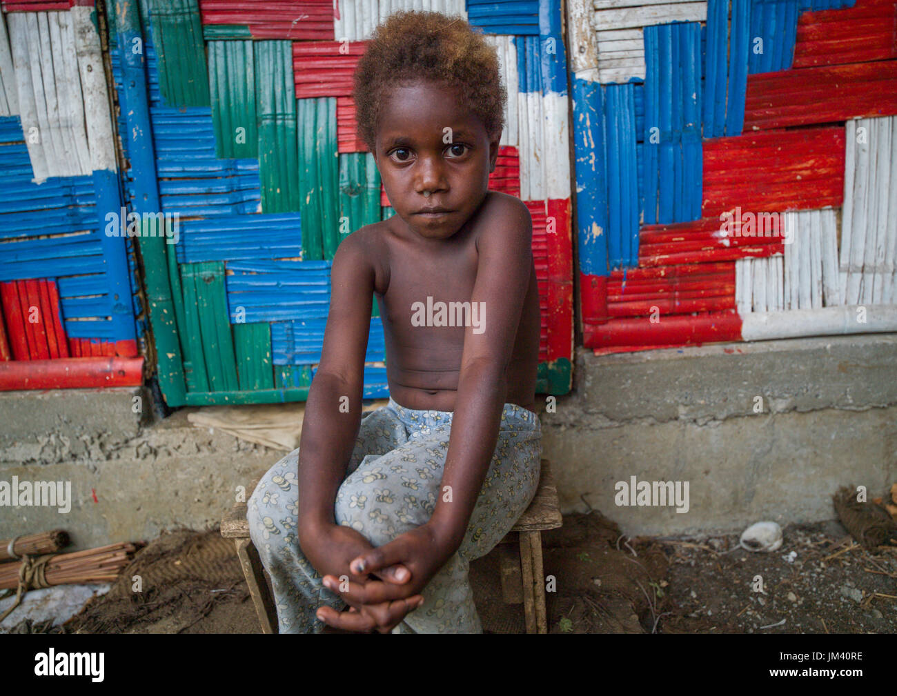 Portrait of a Ni-Vanuatu girl, Malampa Province, Malekula Island, Vanuatu Stock Photo