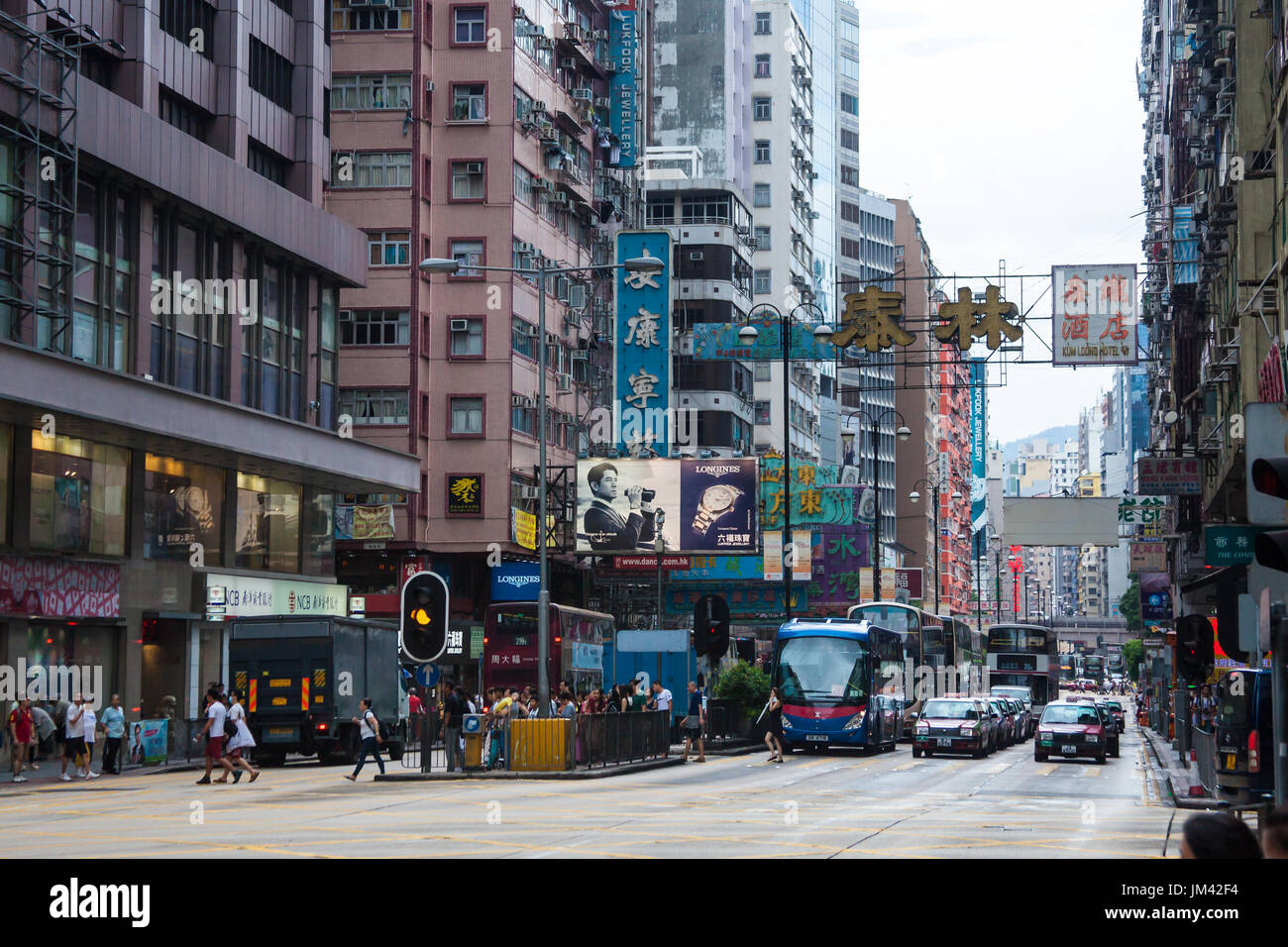 HONG KONG - JULY 17, 2014: Street traffic in central Hong Kong, China. Stock Photo