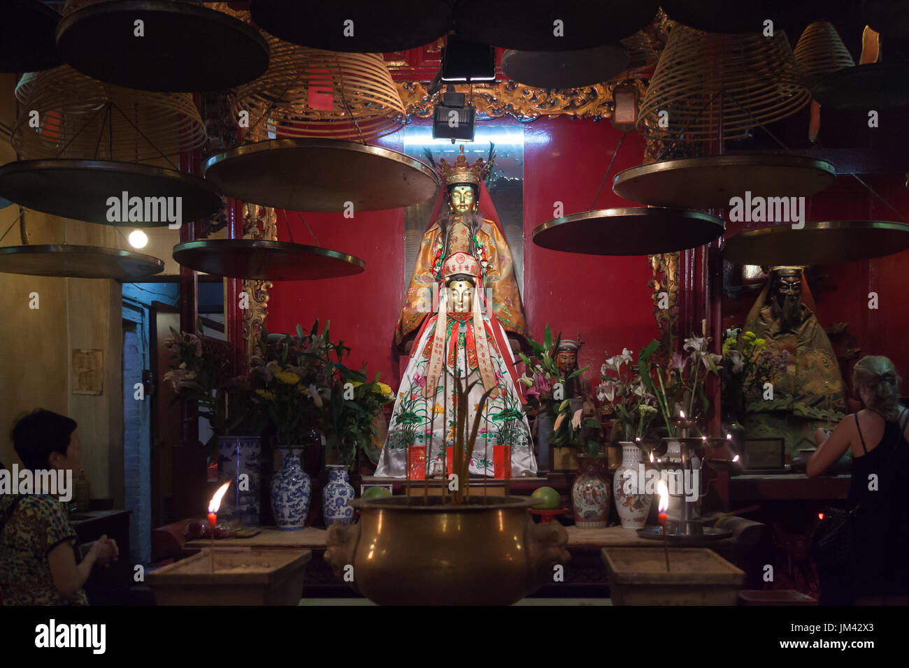 HONG KONG JULY 17, 2014 Taoist God Statues of Man Mo Temple Stock