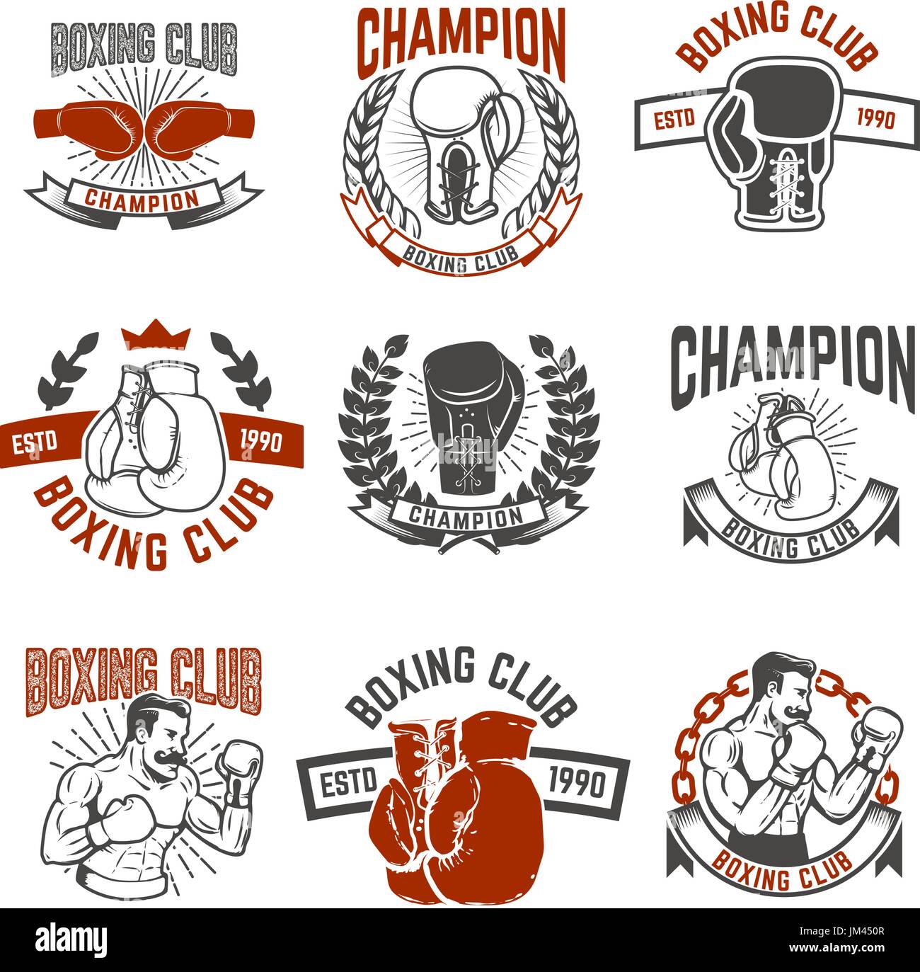 Set of boxing club labels. Design elements for logo, label, emblem, sign.  Vector illustration Stock Vector Image & Art - Alamy