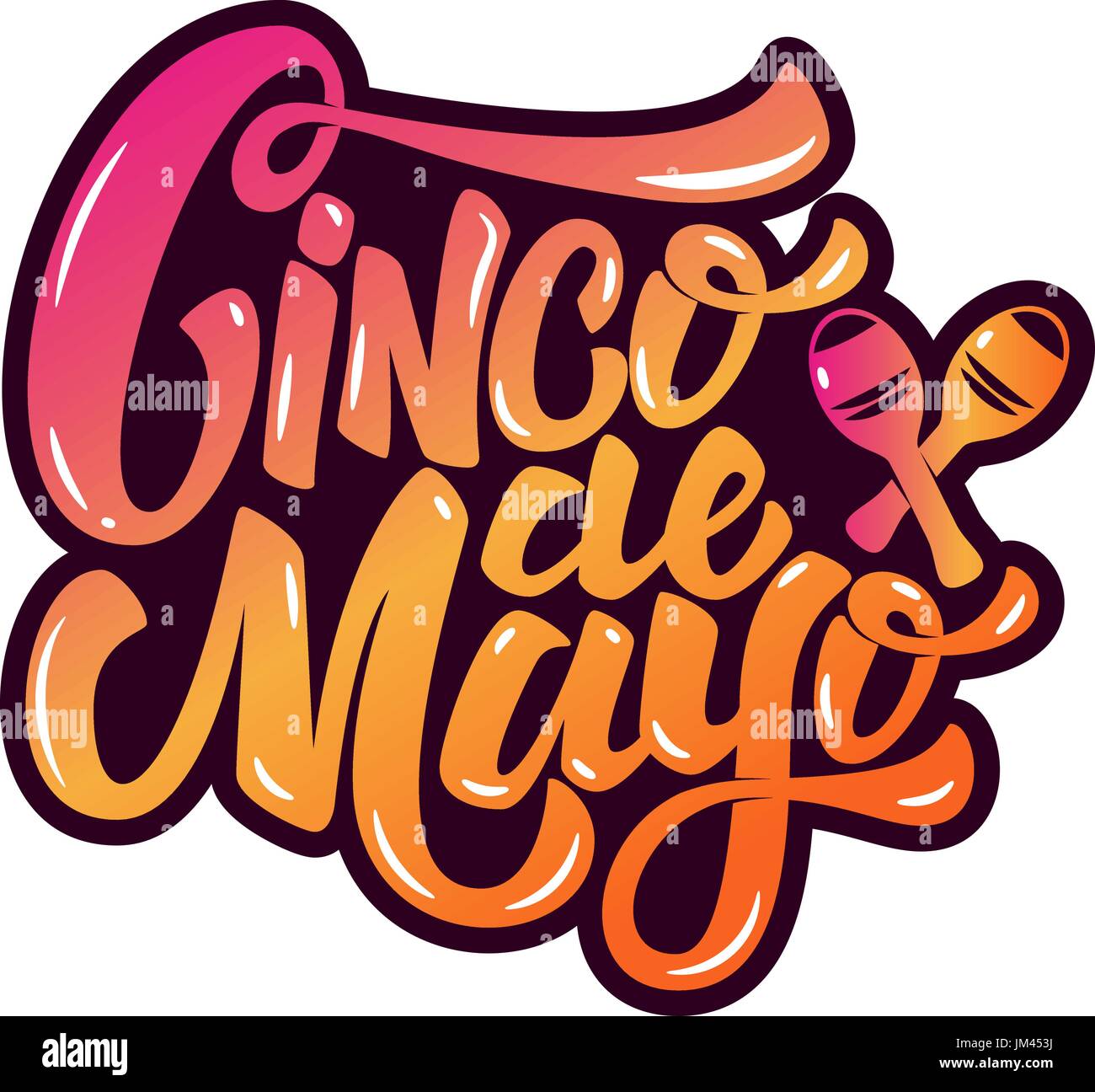Cinco de Mayo. Hand drawn lettering phrase isolated on white background ...
