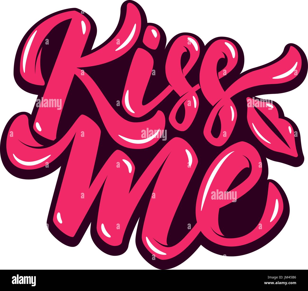 Kiss me hand lettering romantic background Vector Image