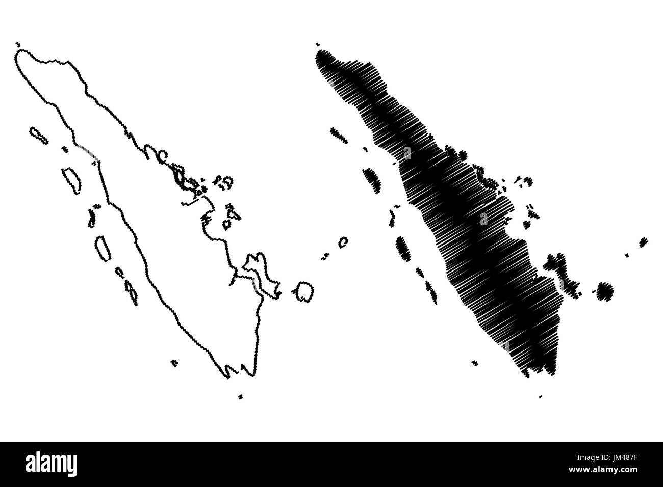 Sumatra map vector illustration, scribble sketch Sumatra Stock Vector