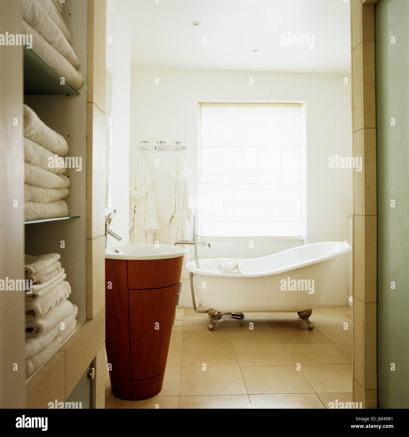 Bathroom with freestanding bathtub Stock Photo