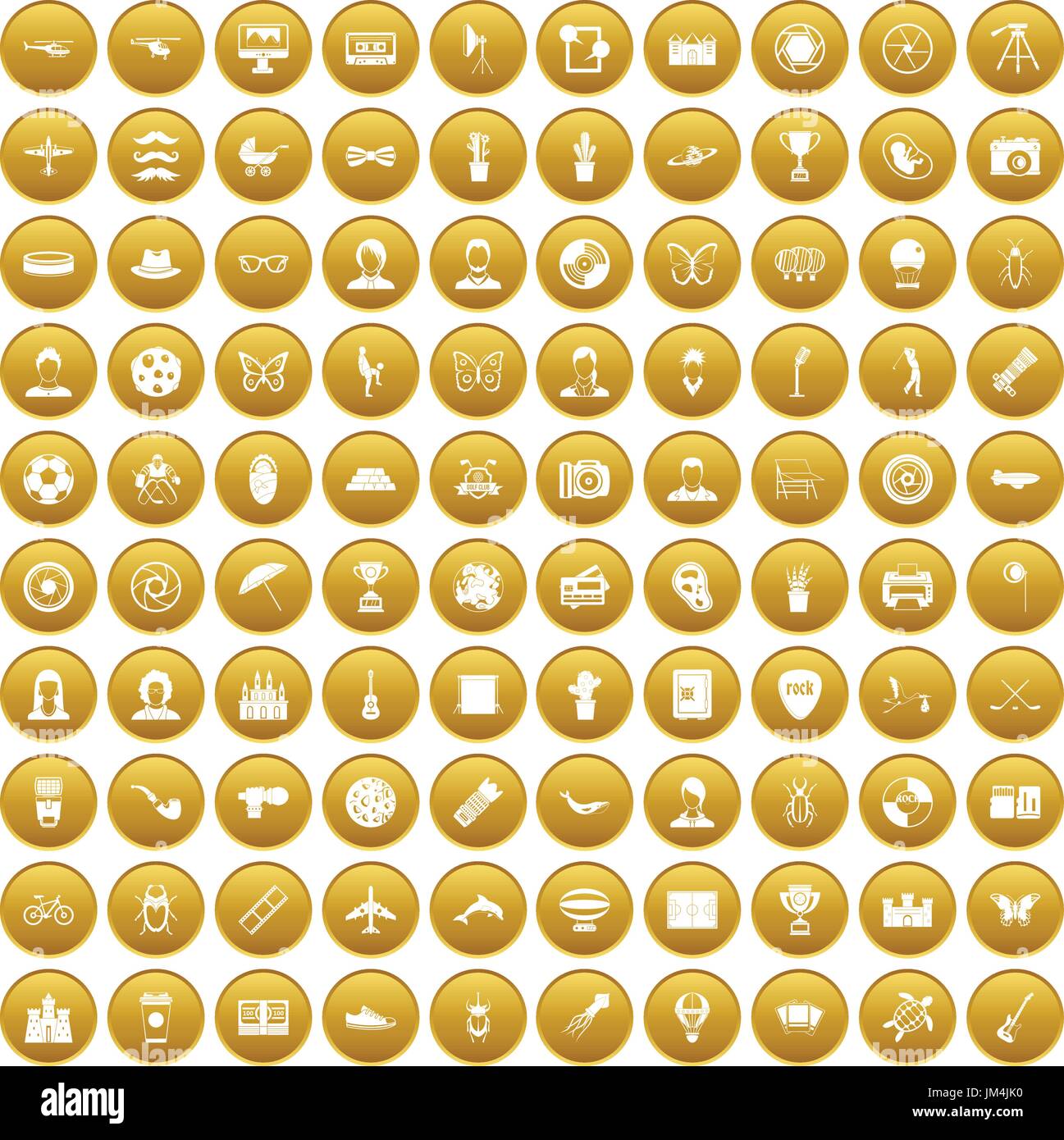 100 photo icons set gold Stock Vector Image & Art - Alamy