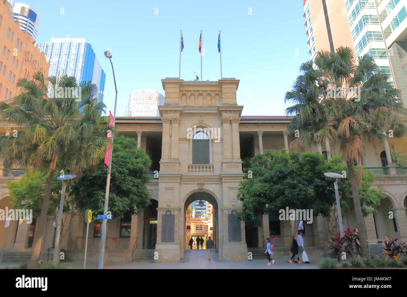 People visit Historical GPO building in Brisbane Australia. Stock Photo