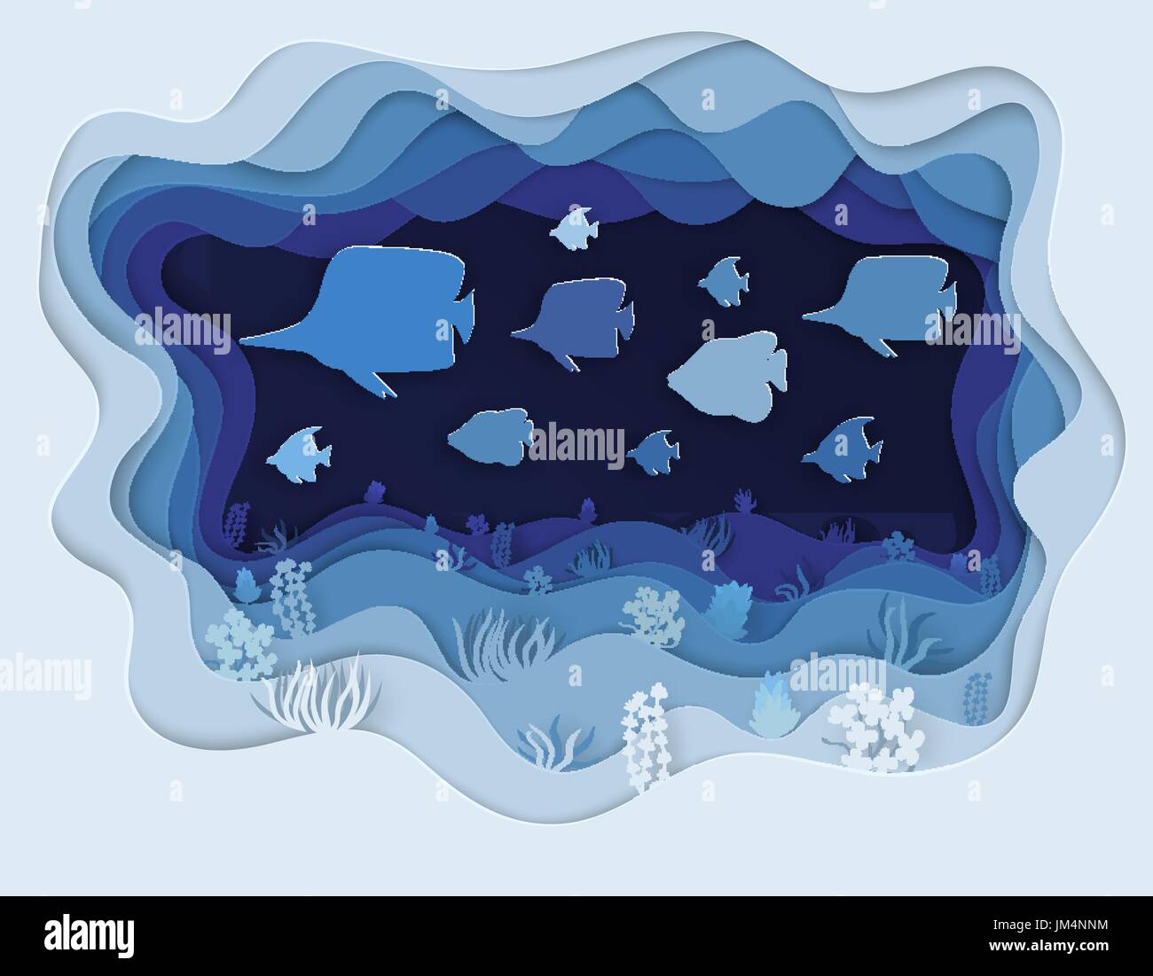 Vector illustration of a shoal of beautiful fishers Stock Vector