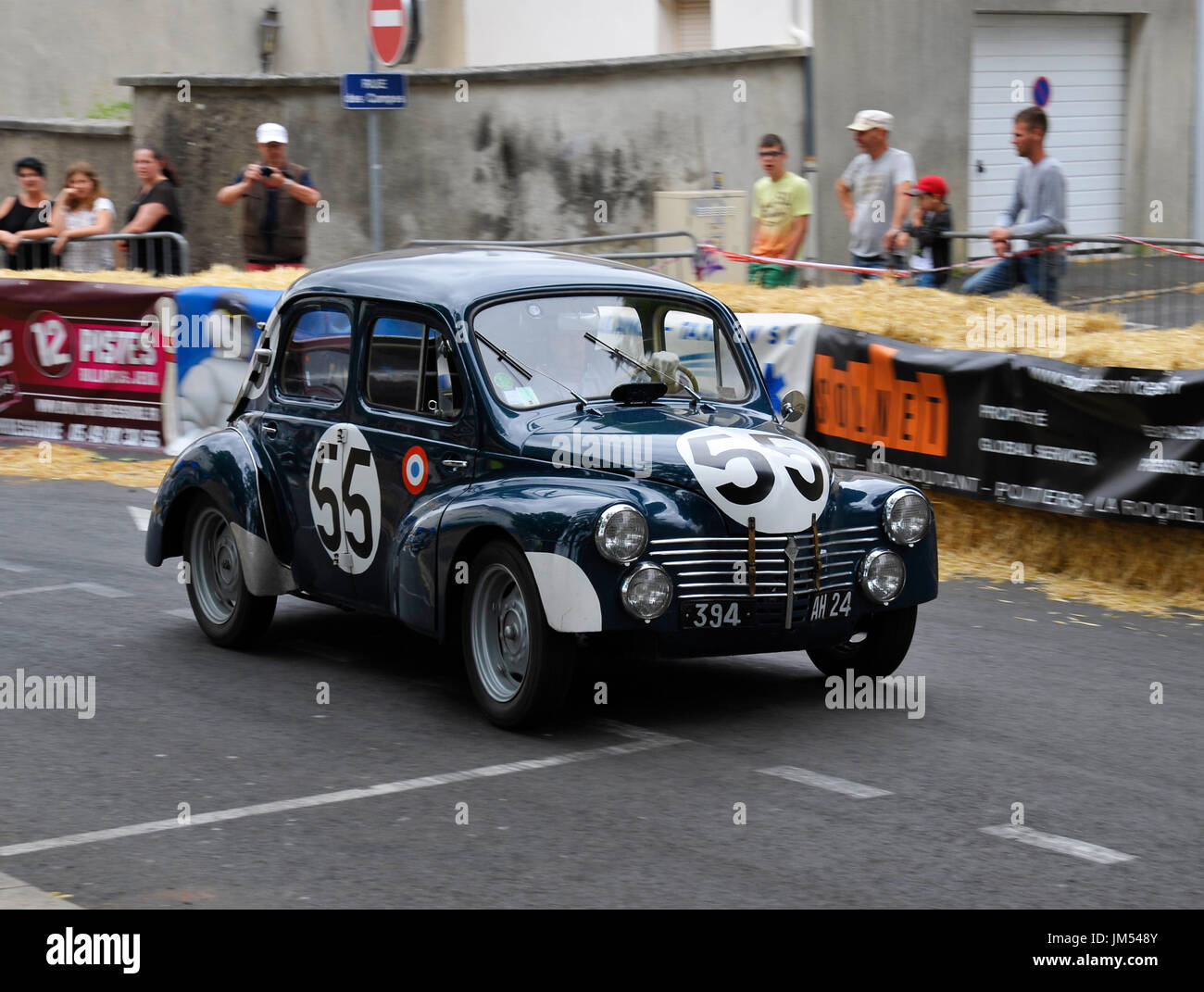 Renault 4CV racing saloon car at the historic grand prix Bressuire France Stock Photo