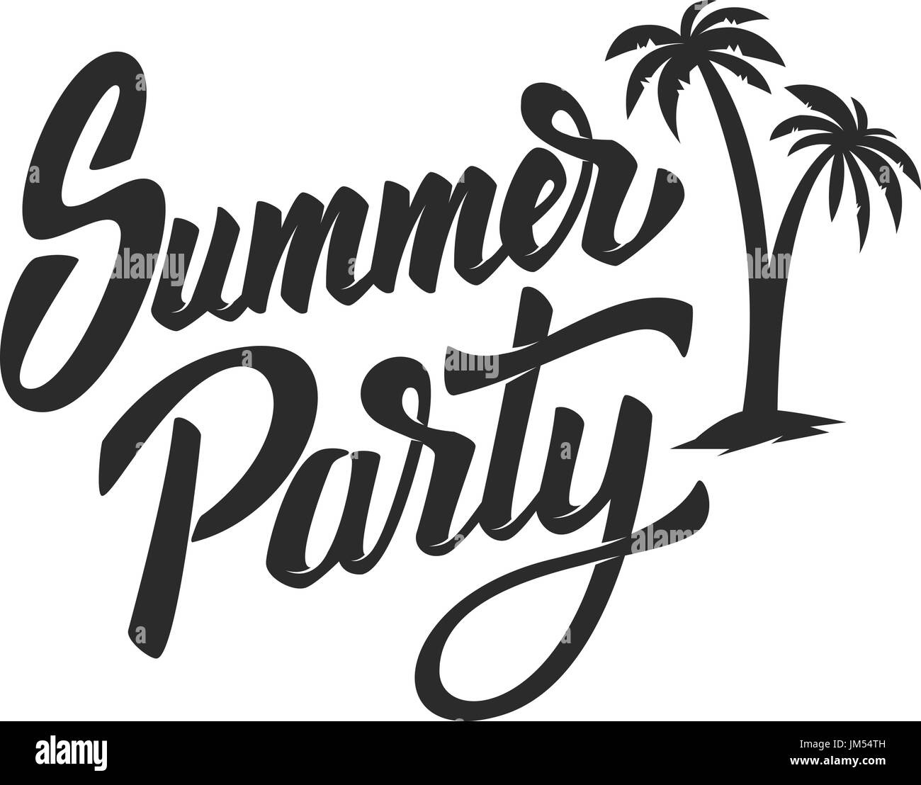 Summer party. Hand drawn lettering phrase isolated on white background