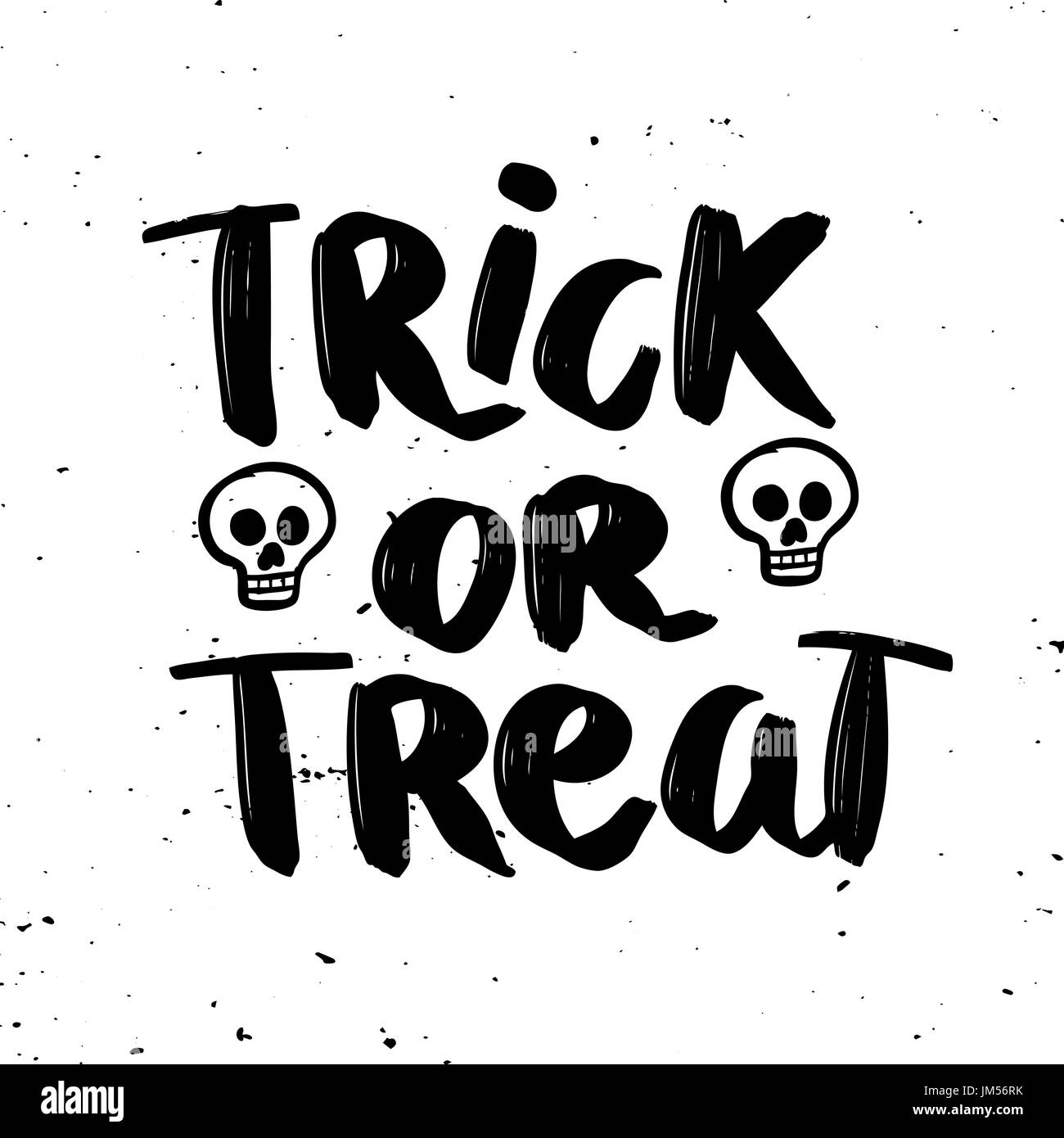 Trick or Treat. Hand drawn lettering phrase isolated on white