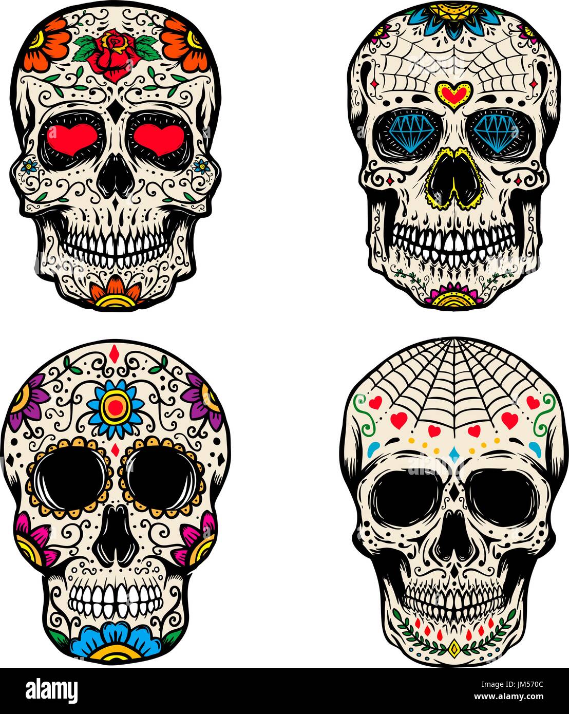 Sugar skull isolated on white background. Day of the dead. Dia de