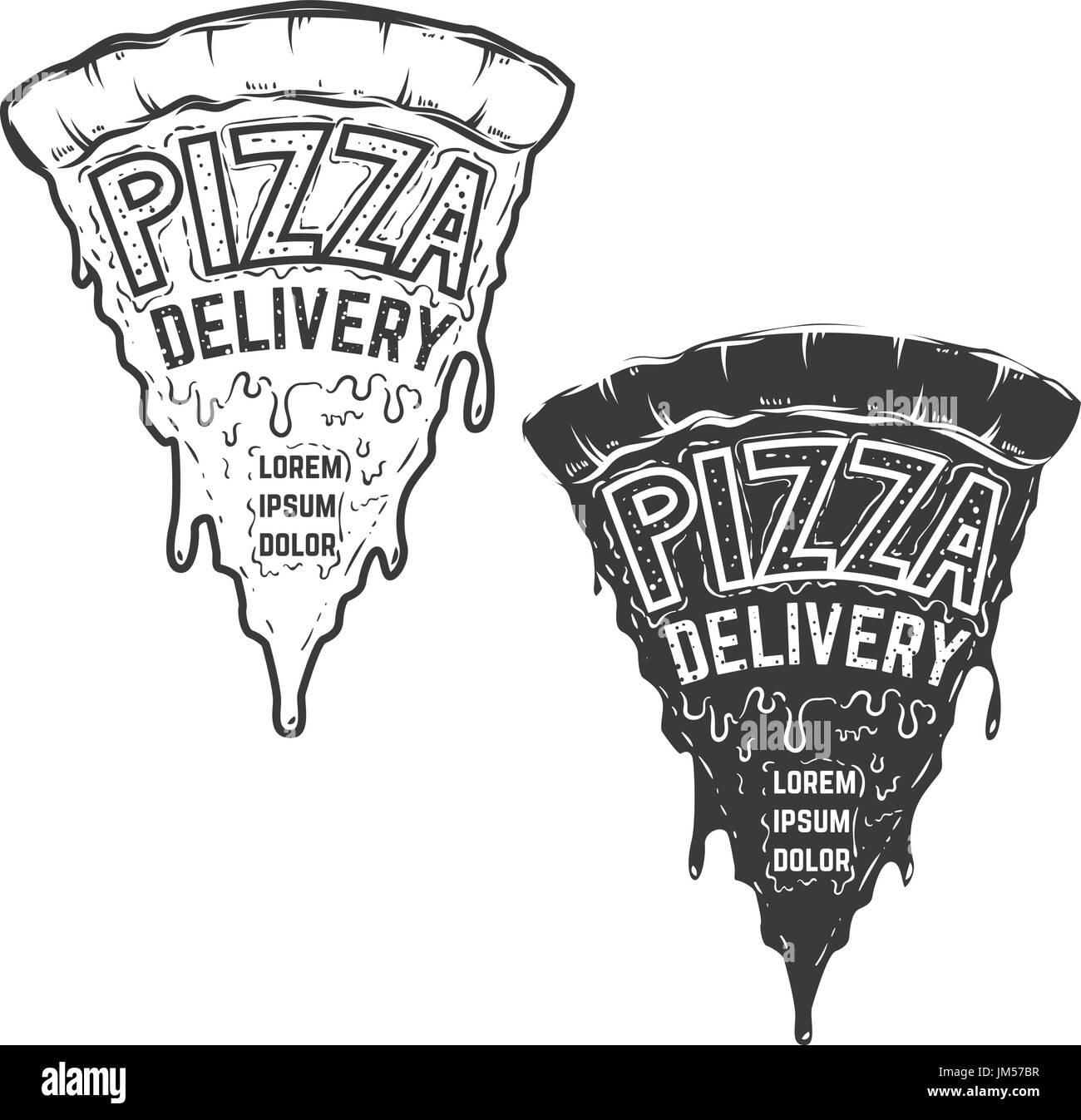 pizza delivery. a piece of pizza with lettering. Design element for
