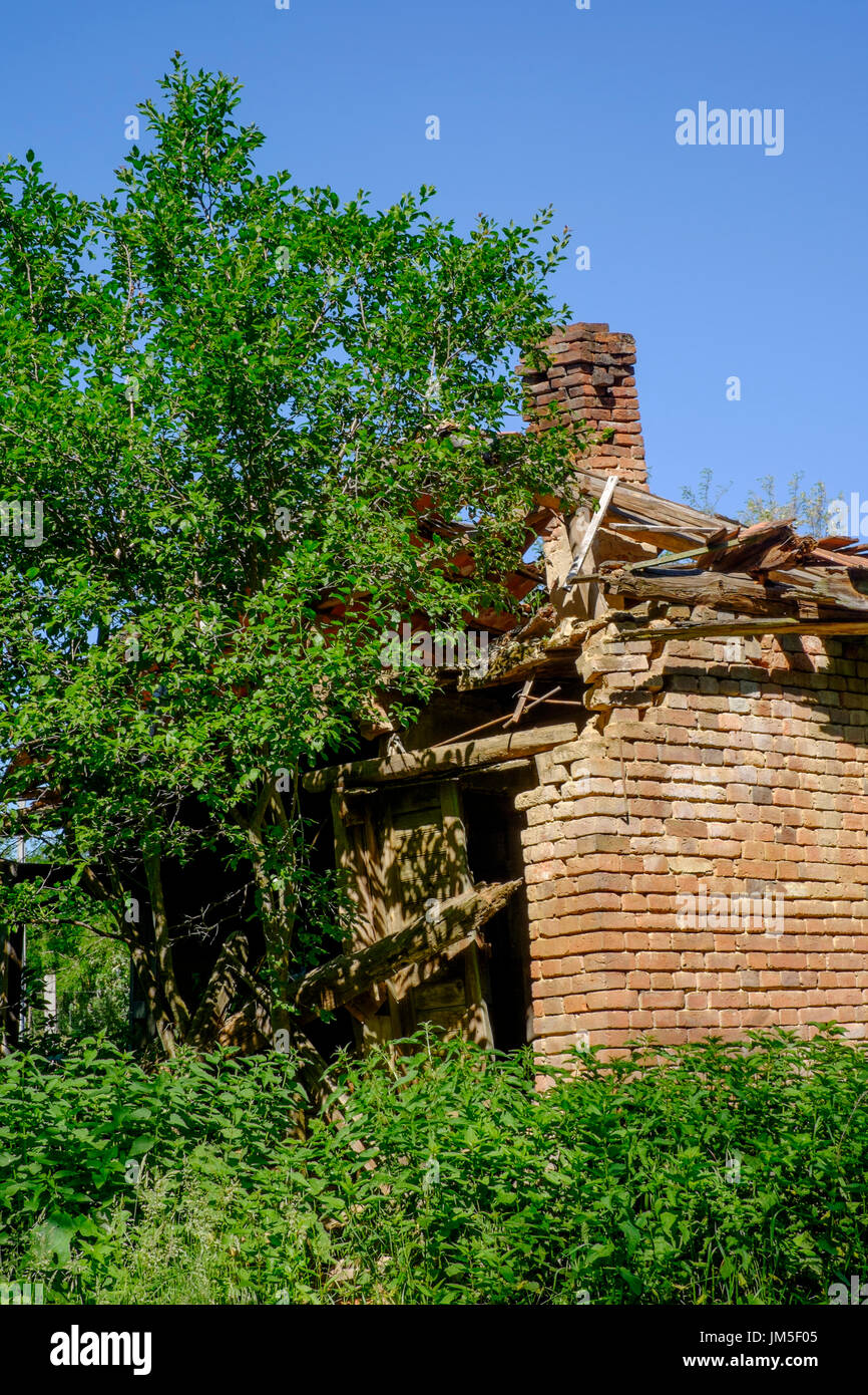 derelict abandoned house in a rural area in zala county hungary Stock Photo