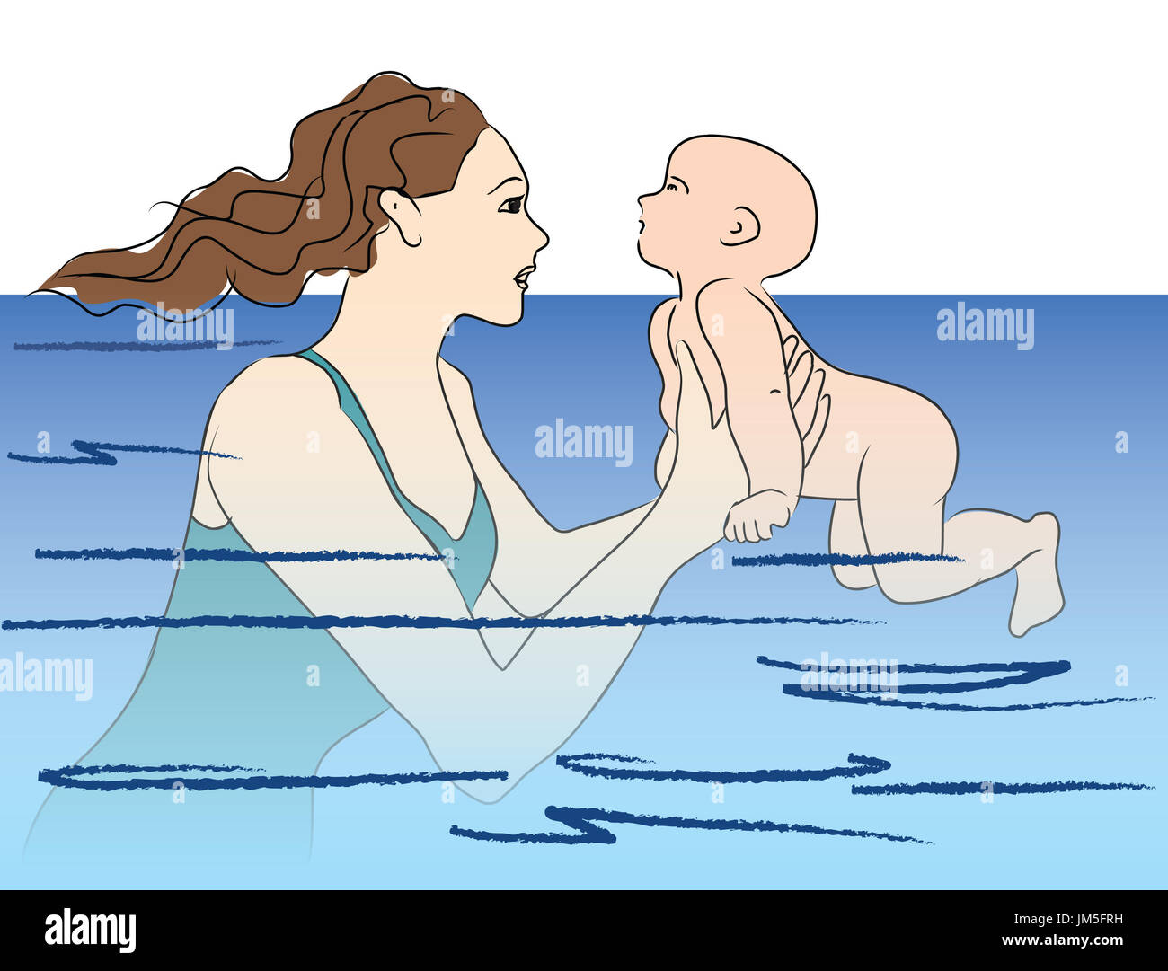 Baby swims. Swimming lesson Stock Photo Alamy