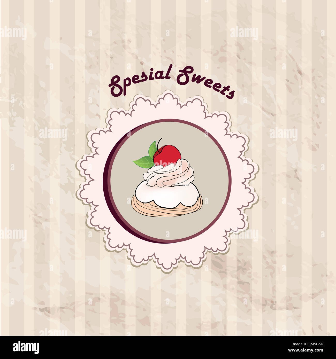 Cakes Background. Bakery Label. Sweet, Dessert Menu Poster Stock Photo